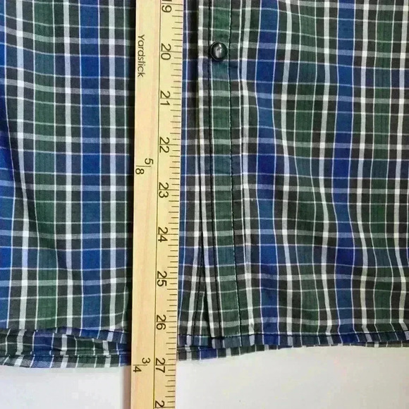 Mens Kenneth Cole Reaction Blue Green Black Plaid W Western Snaps - Sz L - Picture 6 of 8